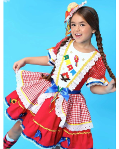 Vestido Quadriculado Festa Junina Infantil Menina Fanfarrinha