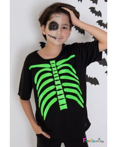 Fantasia Halloween Camiseta Esqueleto Fanfarrinha